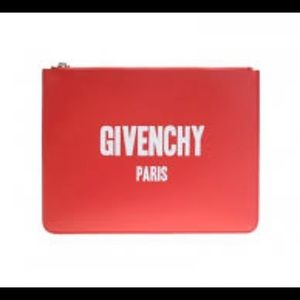 Givenchy Red Leather Pouch with Logo